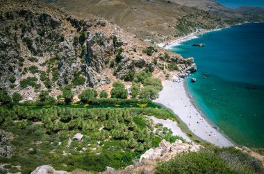 Preveli Beach Crete Island, Yunanistan. 