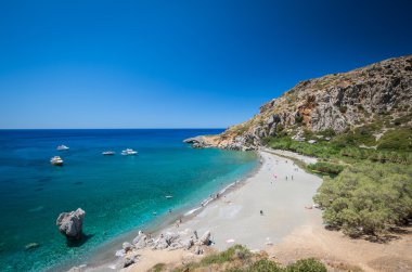 Preveli Beach Crete Island, Yunanistan. 