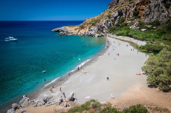 Playa Preveli en la isla de Creta, Grecia . — Foto de Stock