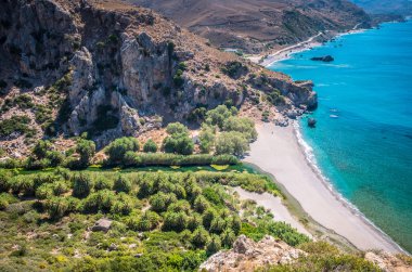 Preveli Beach Crete Island, Yunanistan. 