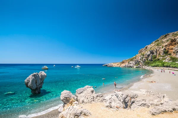 Playa Preveli en la isla de Creta, Grecia . — Foto de Stock