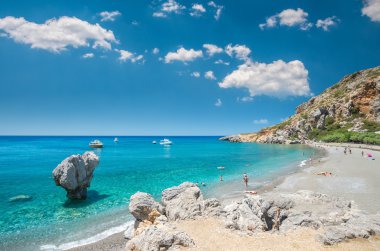 Preveli Beach Crete Island, Yunanistan. 