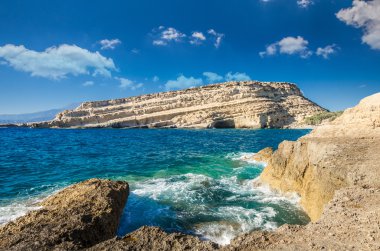 Matala beach adada Crete, Yunanistan
