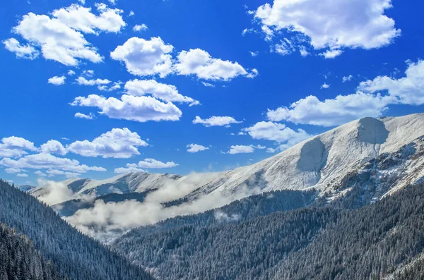 Impresionante Vista Las Montañas Fagaras Invierno Cresta Montaña Llena Nieve — Foto de Stock