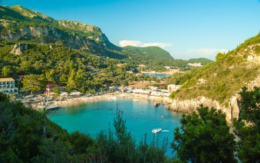 Paleokastritsa bay, Corfu Island, Yunanistan