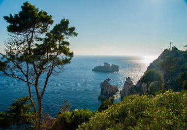 Paleokastritsa bay, Corfu Island, Yunanistan