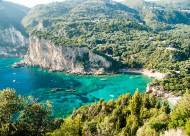 Paleokastritsa bay, Corfu Island, Yunanistan