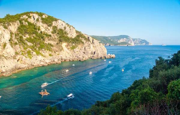 Paleokastritsa bay, ostrov Korfu, Řecko — Stock fotografie