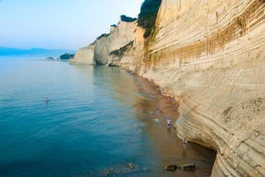Loggas beach (Peroulades plaj, Sunset beach) Korfu Adası, Gree