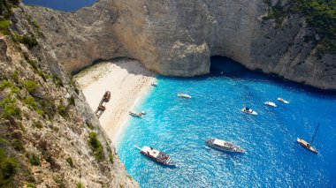 Navagio - batık Beach Zakynthos Island, Yunanistan