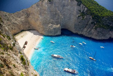 Navagio - batık Beach Zakynthos Island, Yunanistan