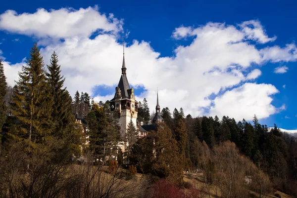 Castelo de Peles nas montanhas dos Cárpatos, Roménia . — Fotografia de Stock