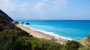 Megali Petra Beach, Lefkada Adası, Levkas, Lefkas, İyon Denizi, Yunanistan