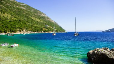 Mikros Gialos bay, Lafkada, Lefke, Levka Island, Yunanistan