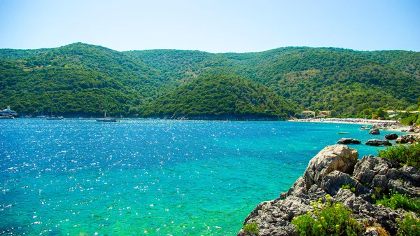 Bahía Mikros Gialos, Lafkada, Lefka, isla Levka, Grecia —  Fotos de Stock