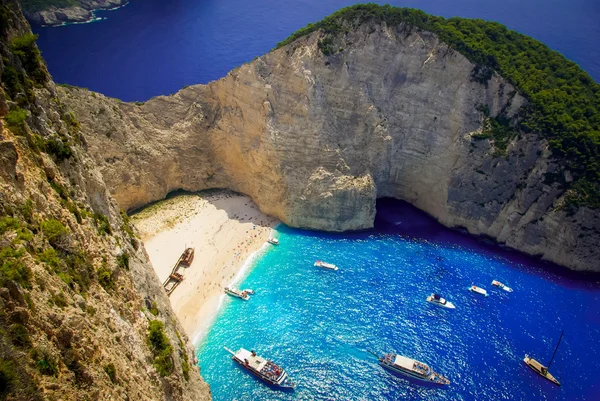 Navagio Plajı - Gemi enkazı Plajı, Zakynthos Adası, Yunanistan — Stok fotoğraf