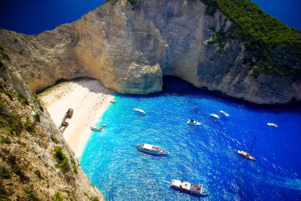 Stranden Navagio - Shipwreck Beach, Zakynthos Island, Grekland — Stockfoto