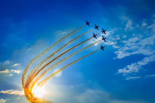 Airplanes on air show — Stockfoto