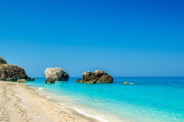 Megali Petra Beach, Lefkada Adası, Levkas, Lefkas, İyon Denizi, 