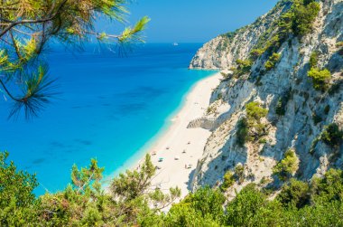 Egremni beach, Lefkada Adası, Yunanistan 
