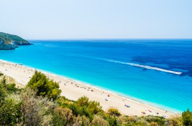 Yunanistan 'ın Lefkada adasındaki Milos plajı. 