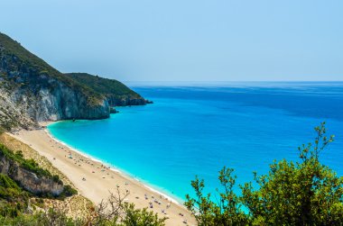 Yunanistan 'ın Lefkada adasındaki Milos plajı. 