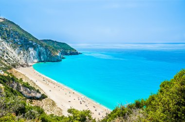 Yunanistan 'ın Lefkada adasındaki Milos plajı. 