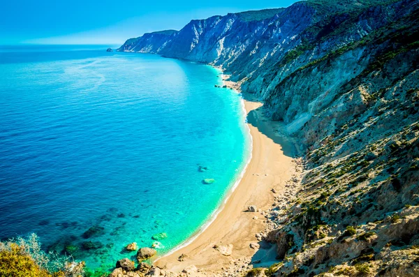 Słynna plaża Platia Ammos w Kefalonia, Grecja — Zdjęcie stockowe