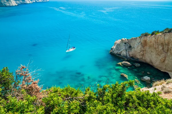 Plaża Porto Katsiki wyspie Lefkada, Grecja — Zdjęcie stockowe