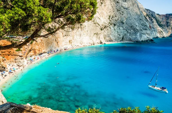 Plaża Porto Katsiki wyspie Lefkada, Grecja — Zdjęcie stockowe