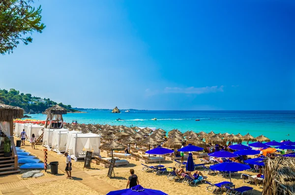 Platis Gialos ve Makris Gialos plajına, Kefalonia island, Yunanistan