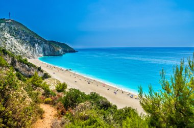 Yunanistan 'ın Lefkada adasındaki Milos plajı.