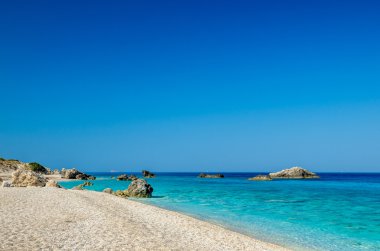 Kathisma Beach, Lefkada Adası, Yunanistan.