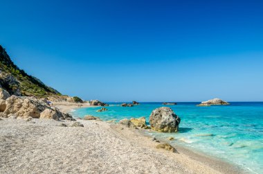 Kathisma Beach, Lefkada Adası, Yunanistan.