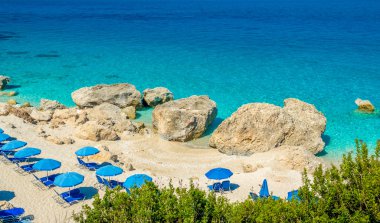Kavalikefta Beach, Lefkada Adası, Yunanistan.