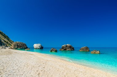 Megali Petra Beach, Lefkada Adası, Levkas, Lefkas, İyon Denizi,