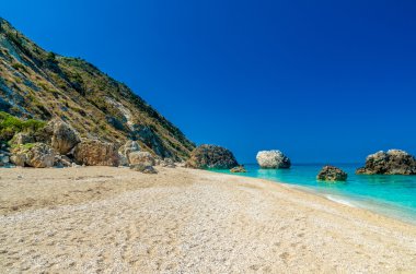 Megali Petra Beach, Lefkada Adası, Levkas, Lefkas, İyon Denizi,