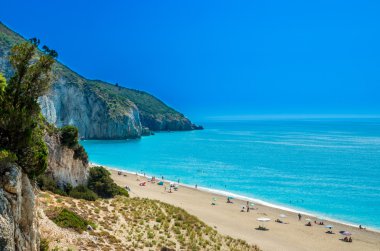 Yunanistan 'ın Lefkada adasındaki Milos plajı.