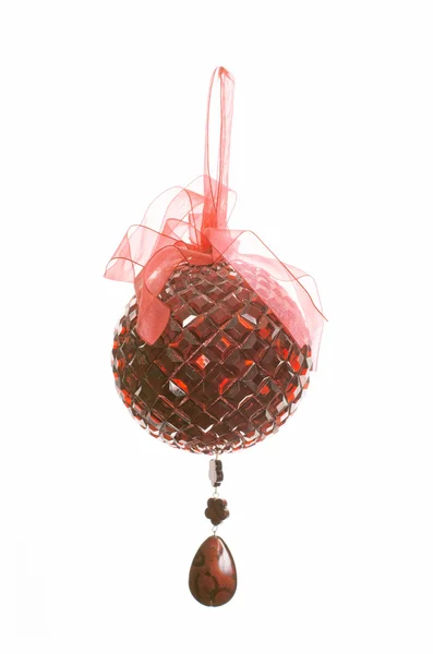 Julgran dekoration röd boll — Stockfoto