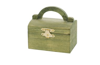 Düğün kanatlar için yeşil bir ahşap kutu
