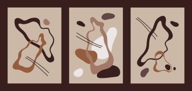 Sekiz soyut arkaplanın çıktısını al. Promosyon için basit bir sosyal medya çerçevesi. İç mekan için gerçeküstü şekilleri olan posterler..