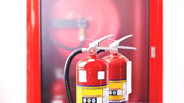 Red Fire Extinguisher Ready Use Case Indoor Fire Emergency — Stock Photo, Image