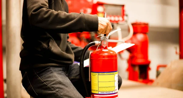 Engineer Checking Industrial Fire Control System Fire Alarm Controller Fire — Stock Photo, Image