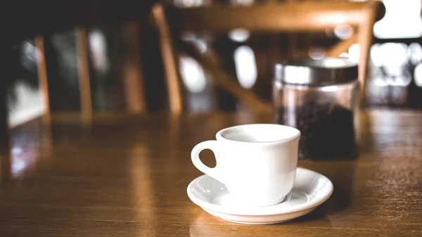 Hot Coffee Americano Old Wooden Table — Stock Photo, Image