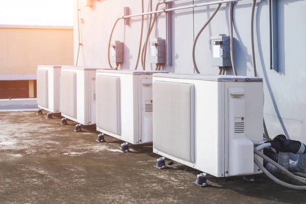 Air Condition Outdoor Unit Compressor Install Building — Stock Photo, Image