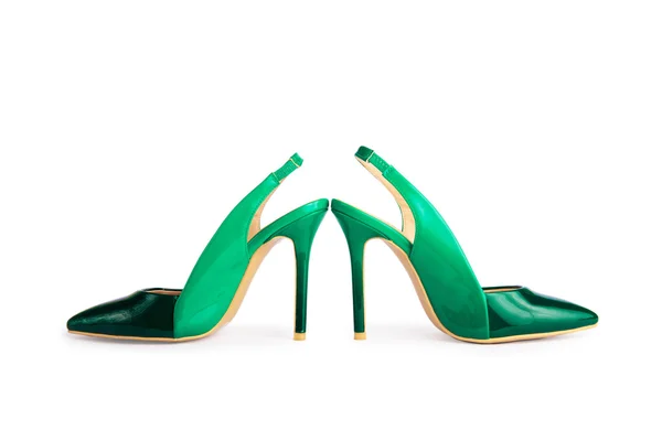Mooie vrouw groene schoen — Stockfoto