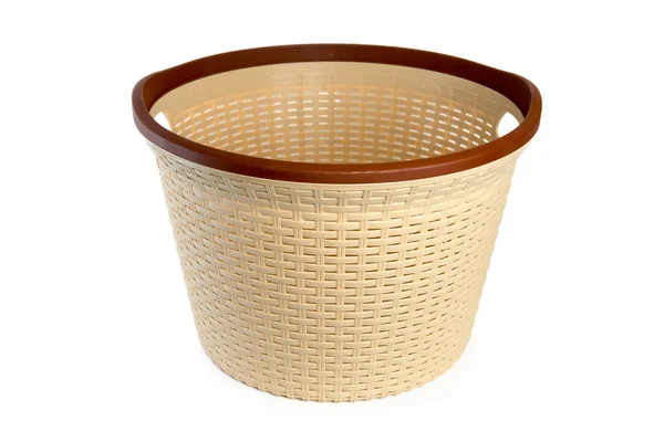 Beige laundry basket isolated on white background — Stock Photo, Image