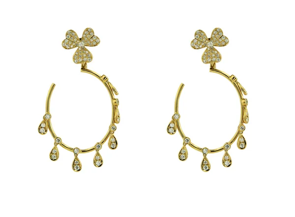 Bellezza moda orecchini d'oro — Foto Stock