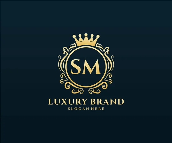 그래픽 손그리기 Heraldic Monogram Antique Vintage Style Luxury Logo Design — 스톡 벡터