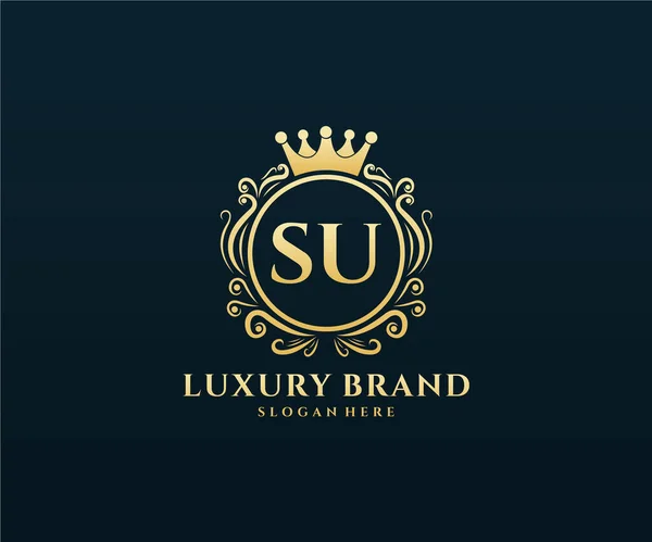 그래픽 손그리기 Heraldic Monogram Antique Vintage Style Luxury Logo Design — 스톡 벡터
